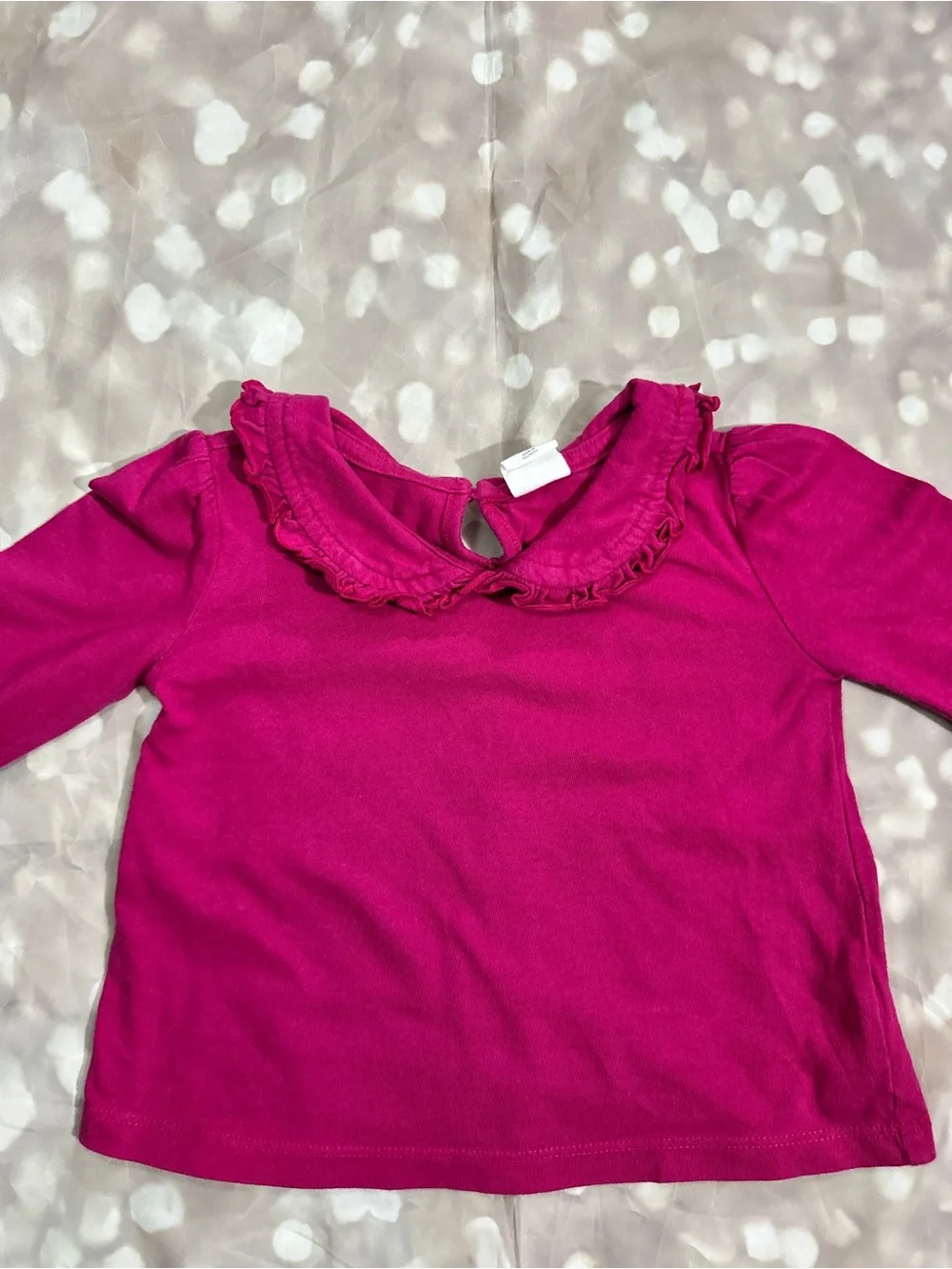 GAP Long-Sleeve Ruffle Collar Tee - Magenta